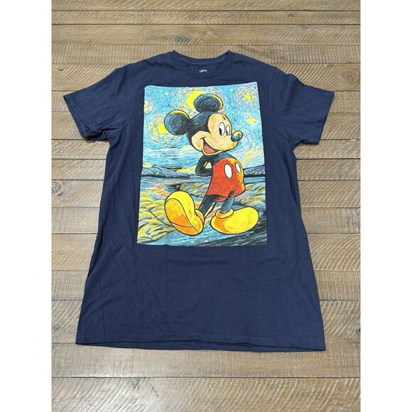Disney Mickey Mouse Blue Van Gogh Screen T-Shirt - Size S - Picture 1 of 6